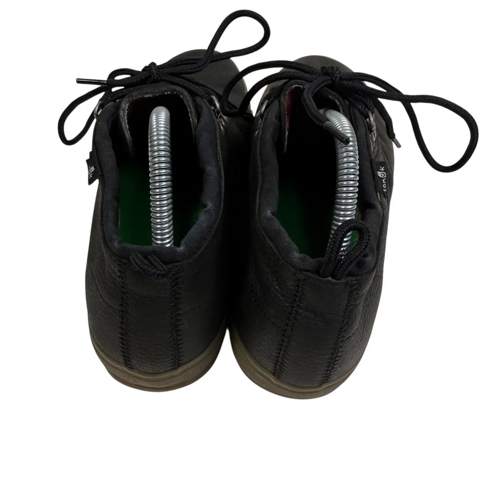 Sanuk Mens 1015883 Black Pebbled Leather Chukka‎ Boots Plaid Lined Size 9